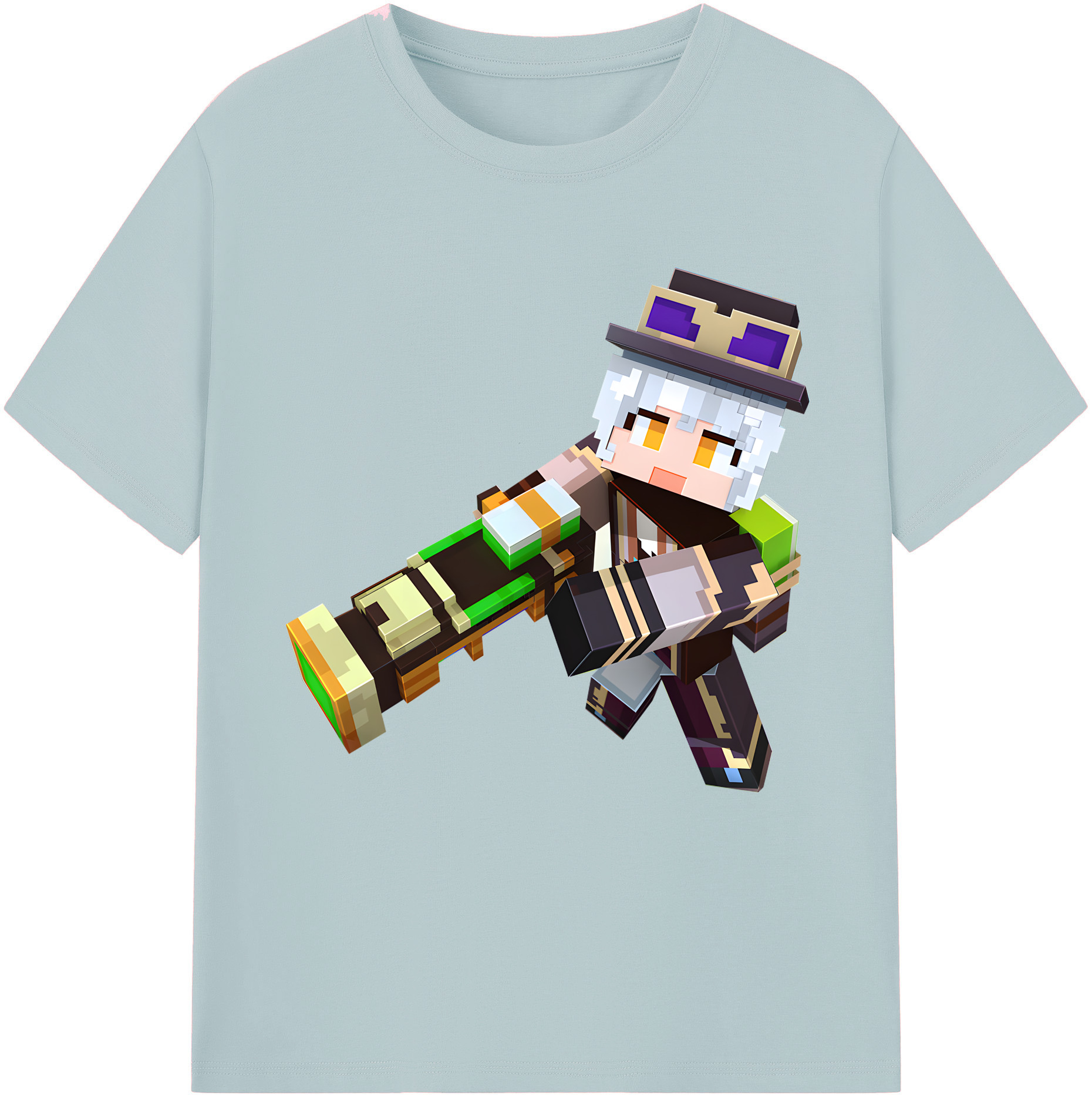 （画像用） マインクラフト ブロックの世界 Minecraft MC Block world 綿100％半袖Tシャツ（フロントプリント）